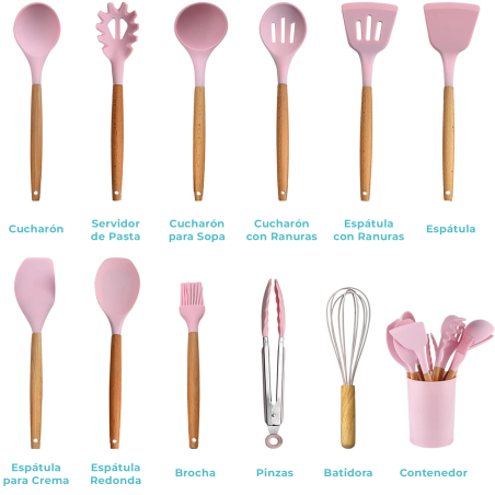 Set de Utensilios de Cocina de Silicona